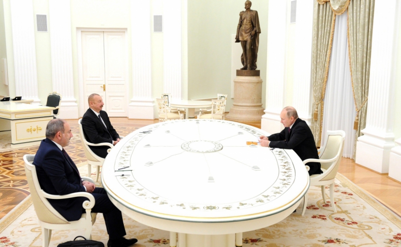 Владимир Путин, Никол Пашинян и Ильхам Алиев. Kremlin.ru