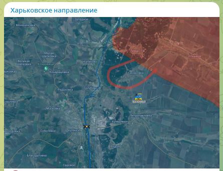 Карта наступления на Купянском направлении. Скриншот Telegram-канала 