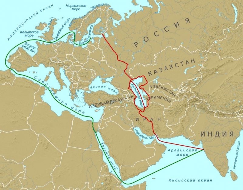 Карта международного транспортного коридора «Север-Юг». Фото со страницы Геннадия Скляра в социальной сети «ВКонтакте»