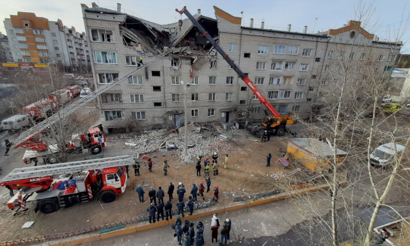 Дом, пострадавший от взрыва газа в Чите. Фото: Пресс-служба правительства Забайкальского края