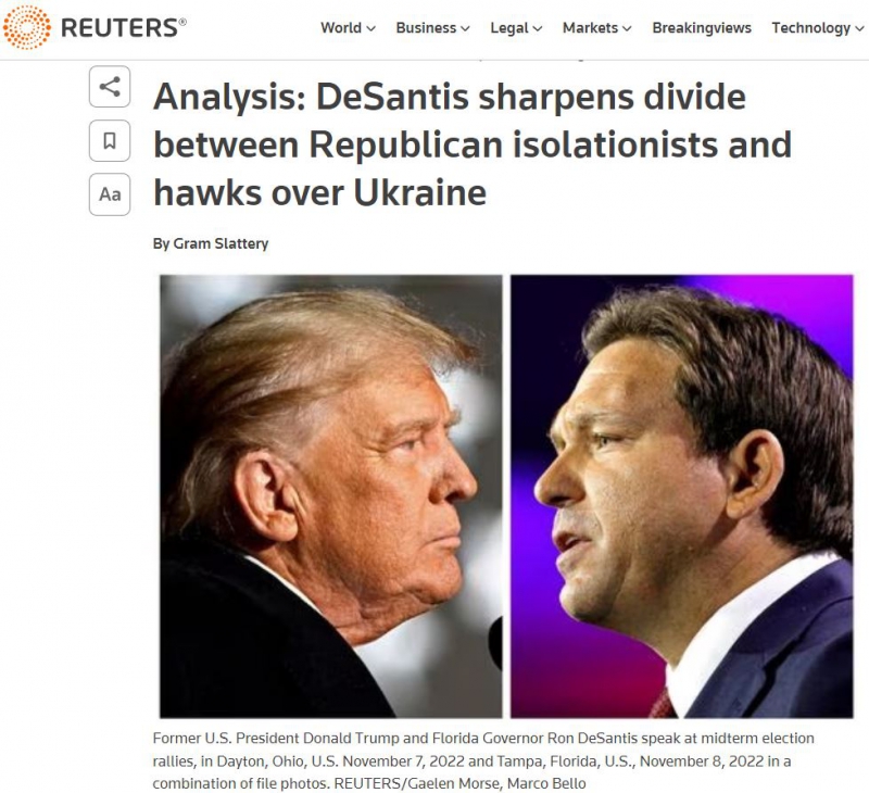 Дональд Трамп и Рон Десантис, скриншот с сайта Reuters