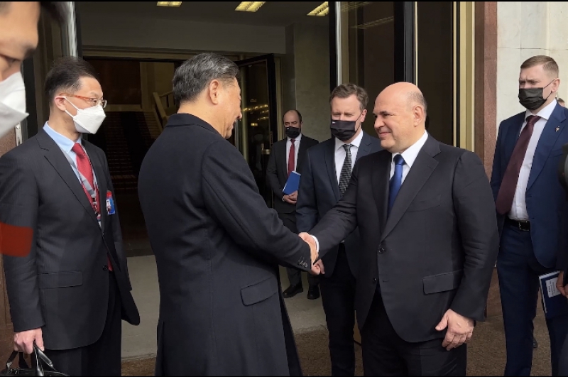 Встреча Михаила Мишустина и Си Цзиньпина. Фото: скриншот видео