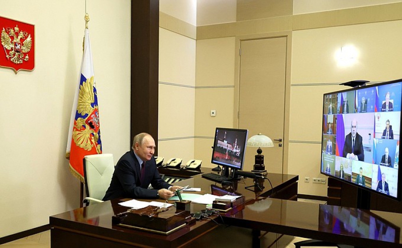 Владимир Путин на совещании в режиме видеоконференции. Фото: kremlin.ru