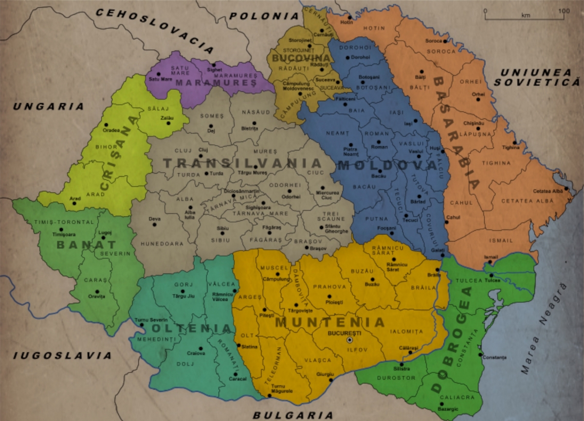 Административная карта Румынии 1930 года. Иллюстрация: wikipedia.org