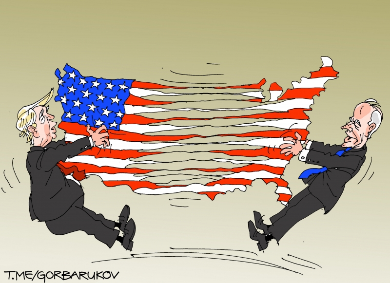 Соперники Дональд Трамп и Джо Байден. Иллюстрация: © Александр Горбаруков