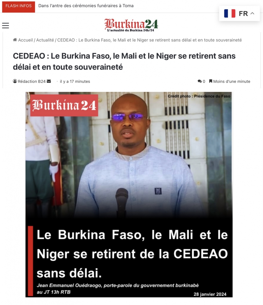 Нигер, Мали и Буркина-Фасо вышли из ЭКОВАС