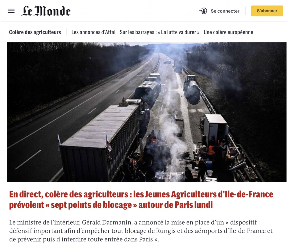 Фермеры заблокируют Париж в кольцо: власти настроены решительно