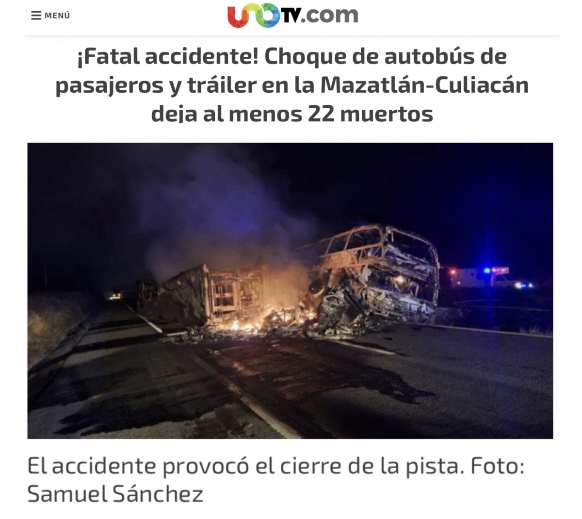 По крайней мере 20 человек погибли в ДТП с автобусом и трейлером в Мексике