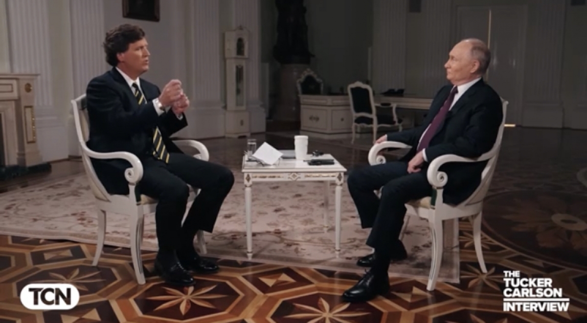 Интервью Такера Карлсона с Владимиром Путиным. Фото: скриншот видео