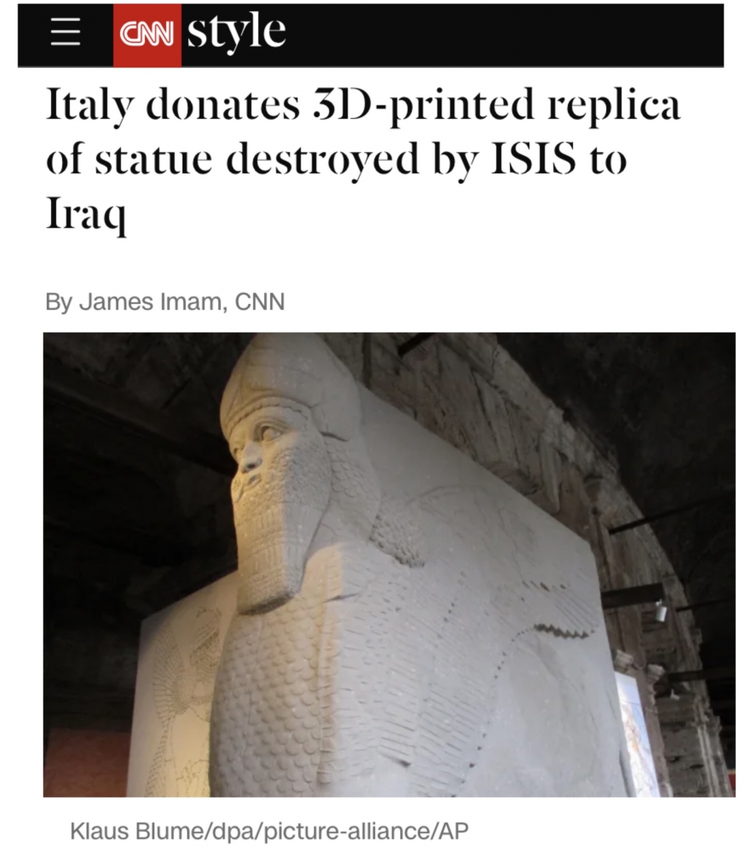 Италия подарила Ираку пятиметровую 3D-копию уничтоженной статуи охранного божества