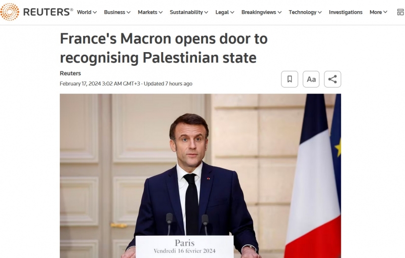 Макрон открыл двери для признания Палестинского государства