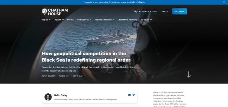 Сhatham House обозначил цель стратегической изоляции России в Чёрном море