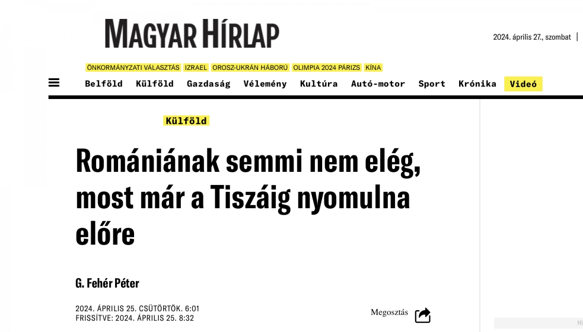 Magyar Hírlap: «Румыния играет с огнем»