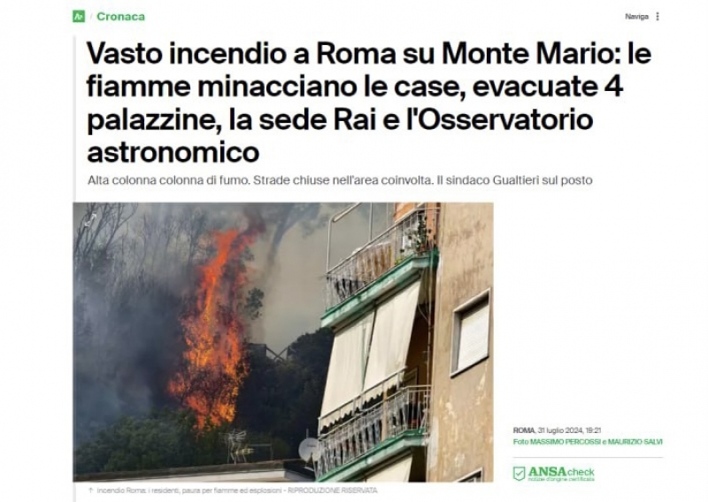 В Риме полыхает Монте-Марио